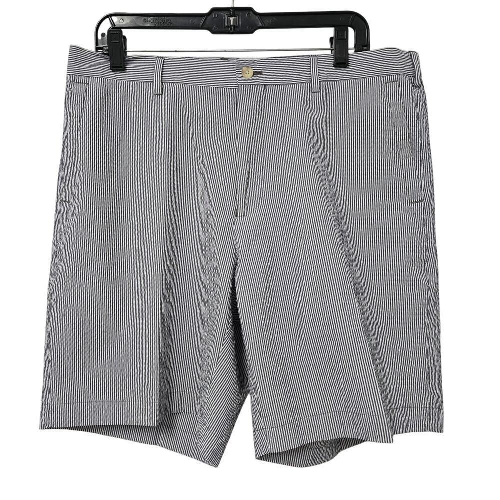 Peter Millar Mens Featherweight Pinstripe Shorts Blue and White Size 35